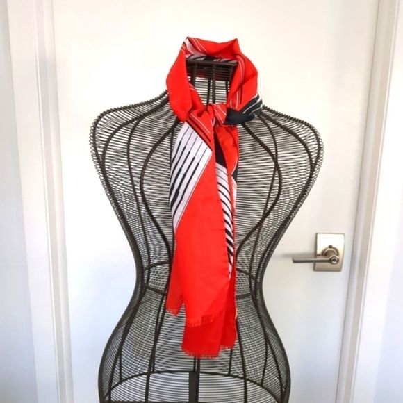 Vintage Symphony Scarfs Leonardi red and white made in Italy - Picture 10 of 11